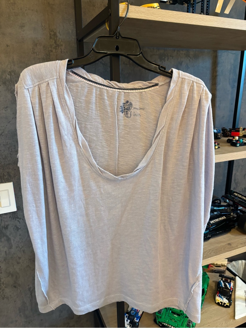 Pilcro Women's Light Lavender short Sleeve Scoop Neck Top